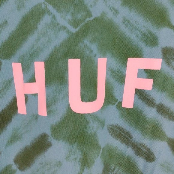 HUF Tie Dye Green & Blue Skate T-Shirt - Picture 2 of 5